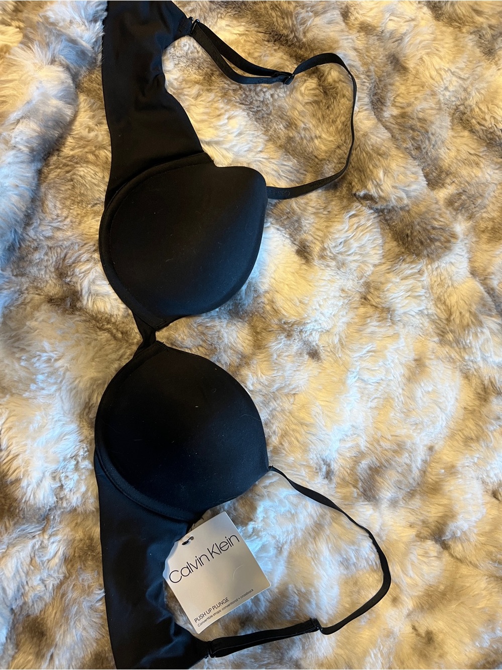 Calvin Klein Black Bra 34B Push-Up Plunge